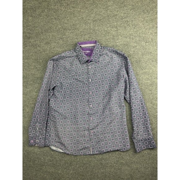 Rosso Milano Italy Dress Shirt Men's XL 17.5 Purple Long Sleeve Button Up - Picture 1 of 8